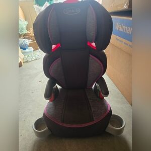 Graco Kids Highback Booster Car Seat - Black with Pink Accents